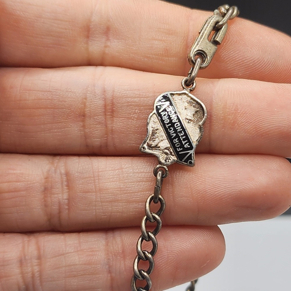 Vintage Estate V is  For Victory Attendance Bracelet WWII Shield 6.5in